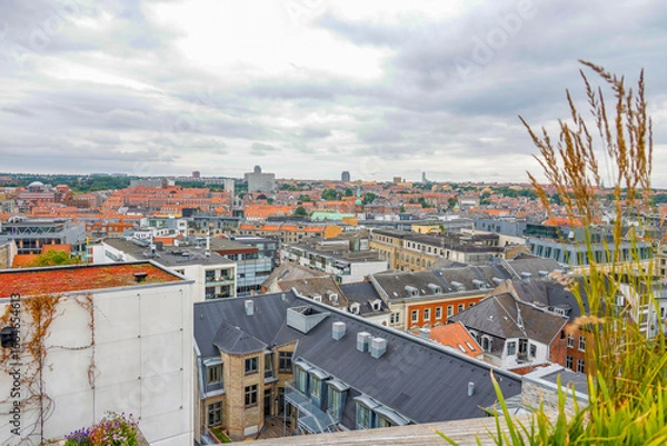 Fototapeta View from the roof of Aarhus city