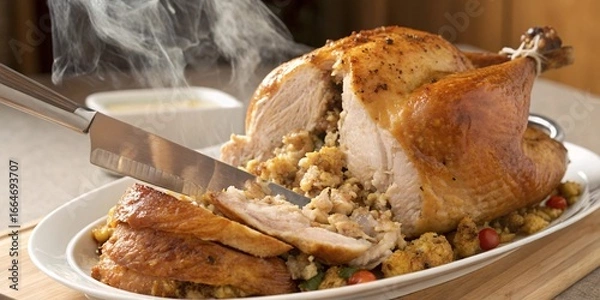 Obraz Savory Turkey, Steaming Stuffing: A Hearty Feast