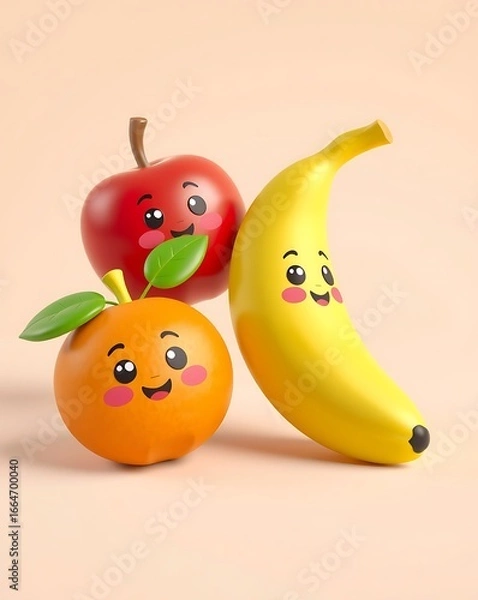 Obraz Fruits with Cute Faces