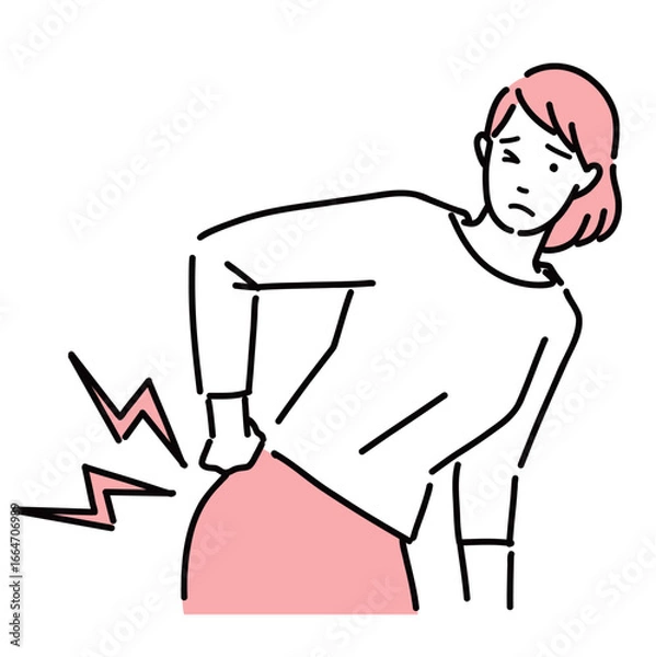 Obraz 腰痛で腰を押さえている若い女性