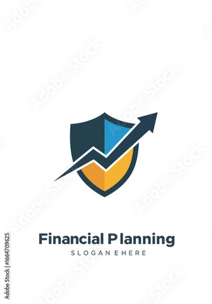Obraz A stylized logo featuring a shield with an upward-pointing arrow, representing financial growth.