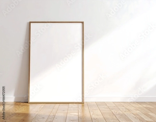 Fototapeta Sunlight Dapples Blank Canvas in Minimalist Room