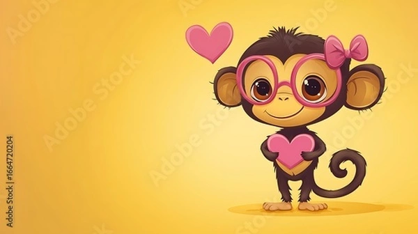 Obraz Cute monkey with heart (3)