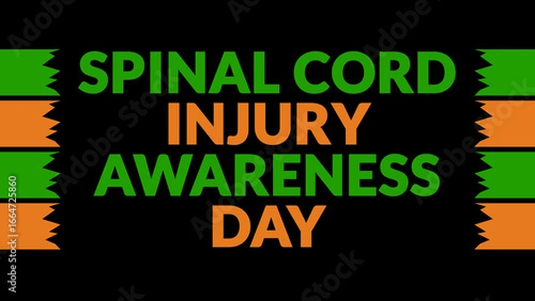 Fototapeta Spinal Cord Injury Awareness Day text with side lines on a black background. Which is observed every year in September to celebrate and wish Spinal Cord Injury Awareness Day.