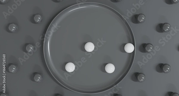 Obraz Abstract 3D render of White balls arranged in a circular tray, forming a modern minimal composition with clean geometry, suitable for creative design projects and artistic background visuals