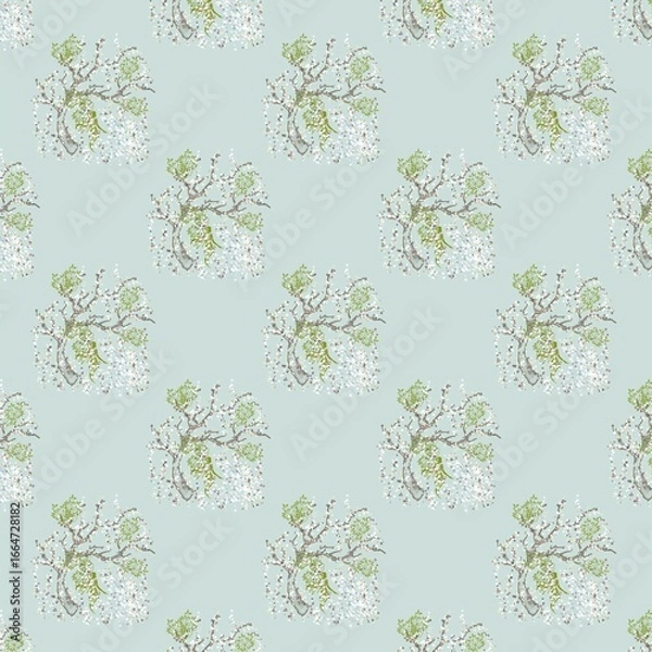 Fototapeta Blossom Tree Branch Pattern seamless floral pattern