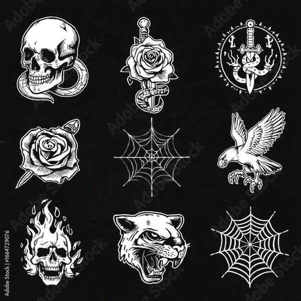 Fototapeta Retro 80s Vector Bundle | 8 Vintage Aesthetic Icons for T-Shirts & Posters