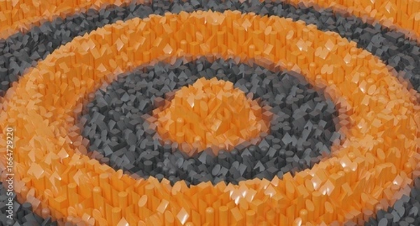 Obraz Abstract 3D render of concentric target-like rings, forming a minimal modern composition suitable for digital design, branding, motion graphics, and conceptual visual artwork.