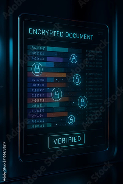 Fototapeta Encrypted document security system data protection and cyber security technology 100