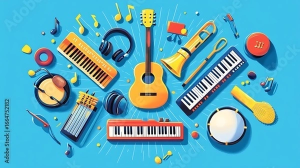 Fototapeta Colorful musical instruments (5)