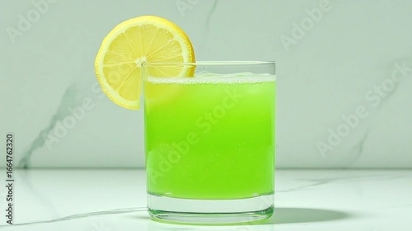 Obraz Refreshing Green Limeade with Lemon Garnish