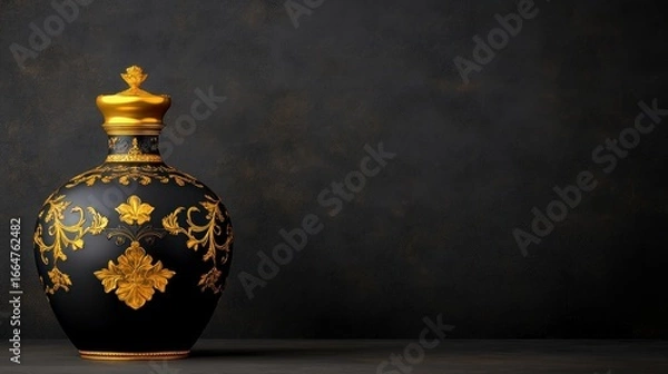 Obraz Elegant Black and Gold Ornate Vase