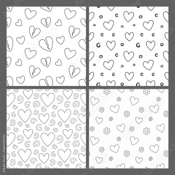Fototapeta Seamless pattern set with hearts