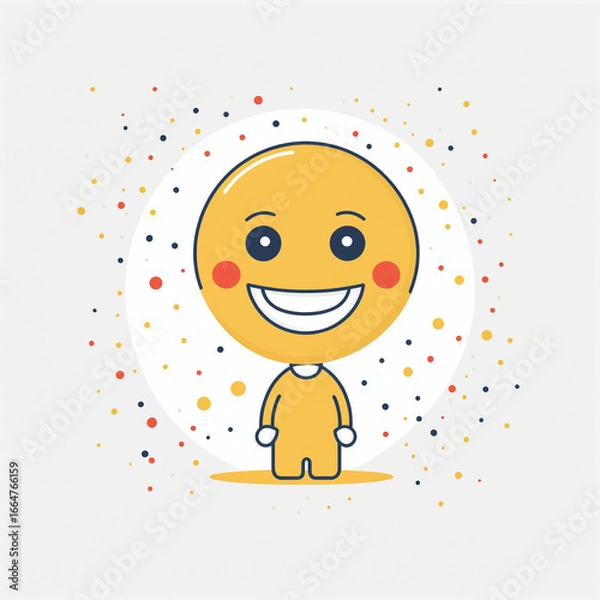 Fototapeta 大きな笑顔のキャラクターイラスト