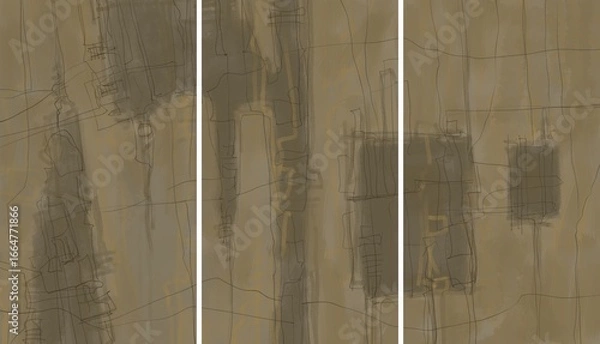 Fototapeta Triptych. The picture is painted by hand on a tablet.