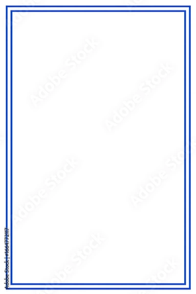 Fototapeta Minimal white background with thin blue border simple blank page in center flat vector design clean lines geometric shapes modern minimalistic concept elegant decorative layout.