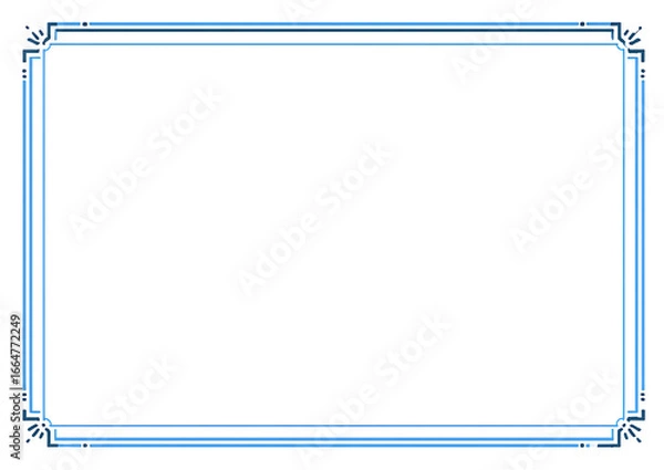 Fototapeta Minimal white background with thin blue border simple blank page in center flat vector design clean lines geometric shapes modern minimalistic concept elegant decorative layout.