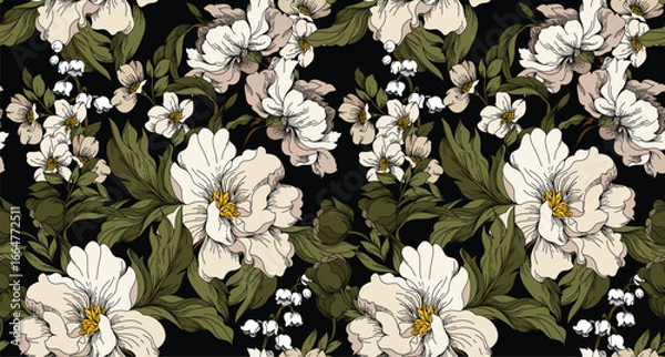Fototapeta Seamless flower pattern. Textile print pattern