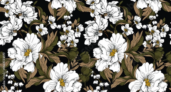 Fototapeta Seamless flower pattern. Textile print pattern