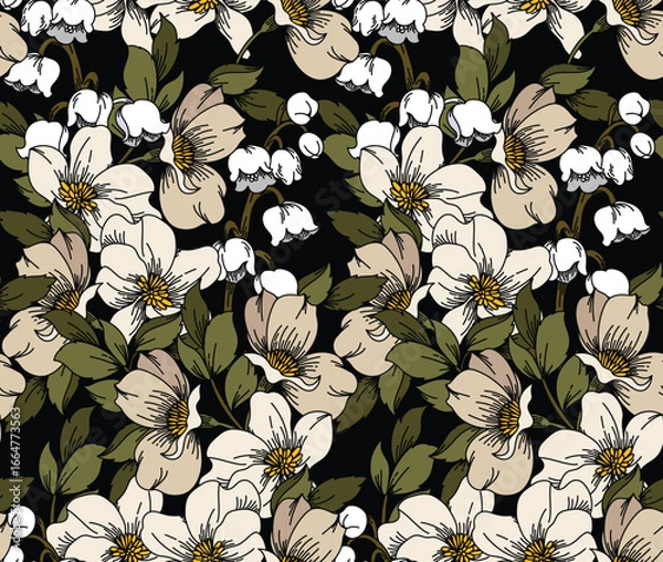 Fototapeta Seamless flower pattern. Textile print pattern