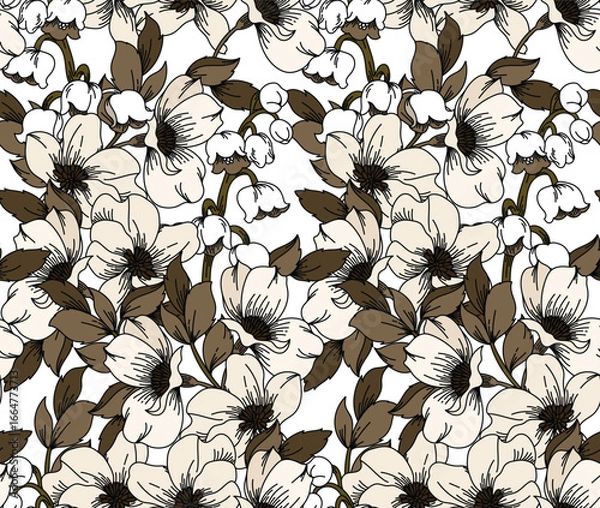 Fototapeta Seamless flower pattern. Textile print pattern