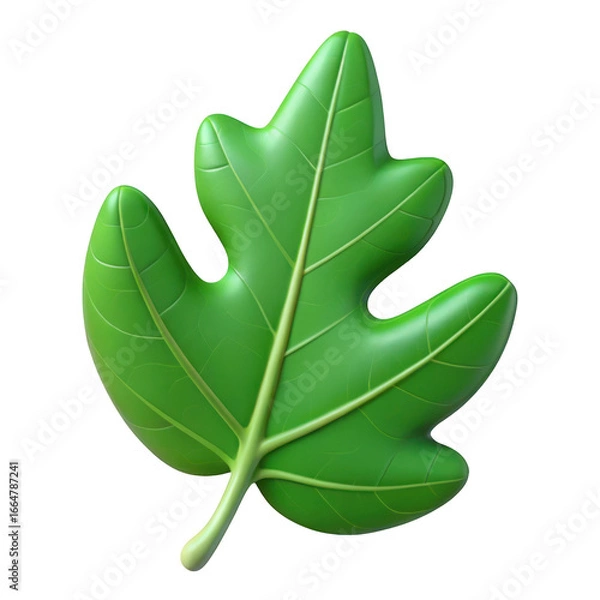 Obraz Green Oak Leaf with Veins Isolated green leaf nature