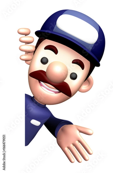 Fototapeta 3D Mechanic Character is holding a board.