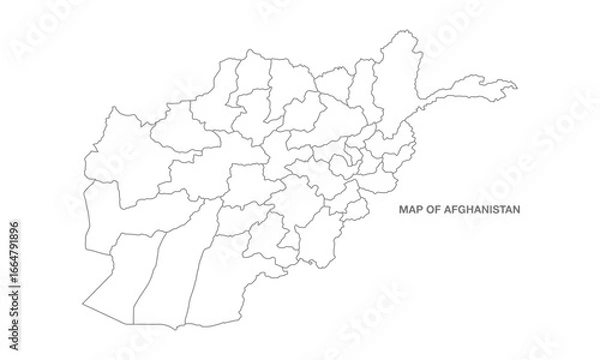 Fototapeta White background of afghanistan map with line art design