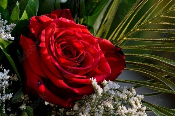 Fototapeta a large red rose in a bouquet
