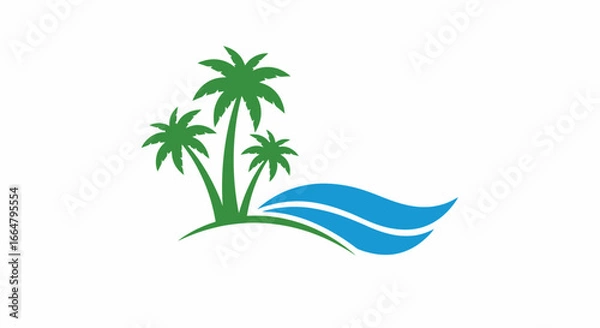 Obraz tropical paradise three palm trees ocean waves png with transparent background perfect for websites logos and designs