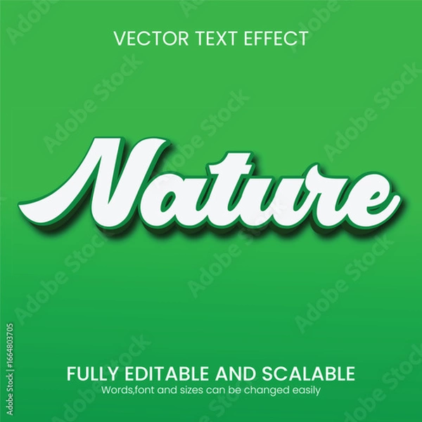 Obraz Nature Style Editable Vector Text Effect – Creative 3D Typography for Modern Headlines