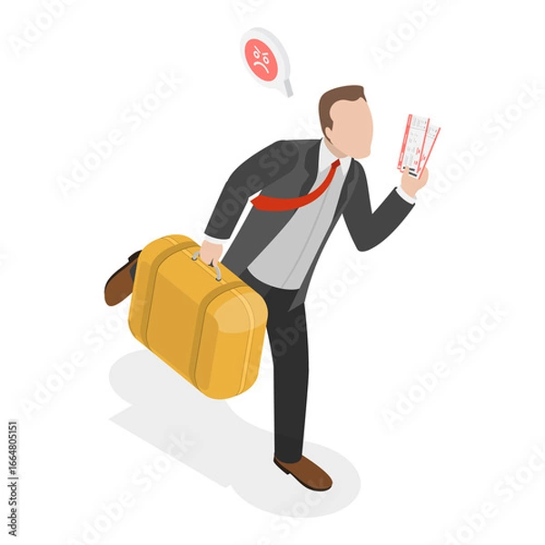 Fototapeta 3D Isometric Flat  Illustration of Hurrying Tourists. Item 6