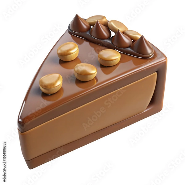 Obraz Slice of Chocolate Cake with Ganache and Candies dessert