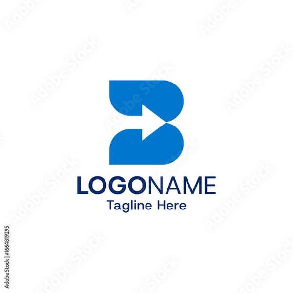 Fototapeta Letter B logo design with arrow concept