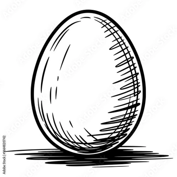 Fototapeta Hand drawn sketch illustration of egg in black and white vector style