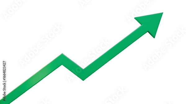 Fototapeta green arrow graph stock market growth up trend concept of business growth stock market profit isolated on white background or isolated on transparent background, cut out PNG