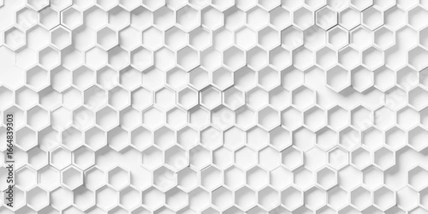 Fototapeta Inset white hexagon honeycomb frames randomly shifted background wallpaper banner flat lay top view