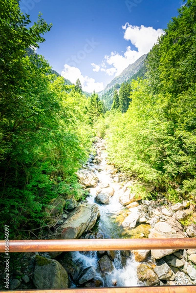 Fototapeta Hiking to the Kuenser Waterfall near Dorf Tirol - Meran South- Tyrol