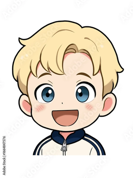 Fototapeta Chibi boy cartoon character happy face set - 3