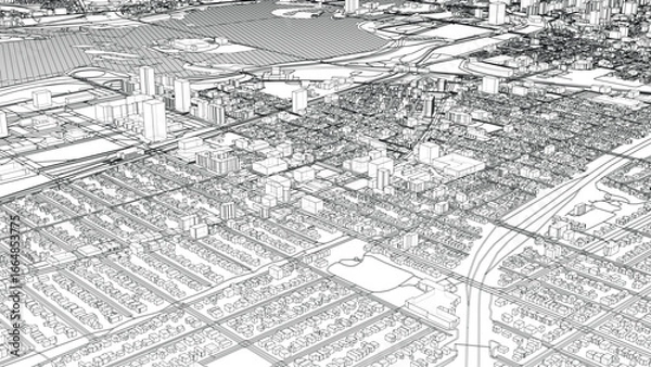 Obraz Intricate Cityscape Wireframe