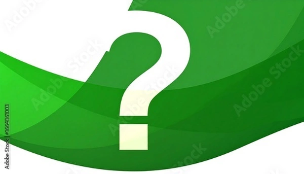 Fototapeta Abstract green wave design with a central white question mark