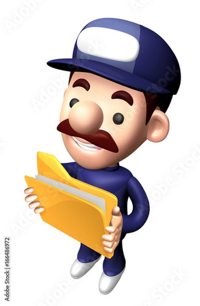 Fototapeta 3D Engineer Character is holding the Folder.