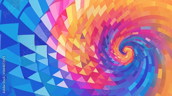 Fototapeta カラフルなフラットパーツモチーフにした渦巻きのアブストラクトイメージ