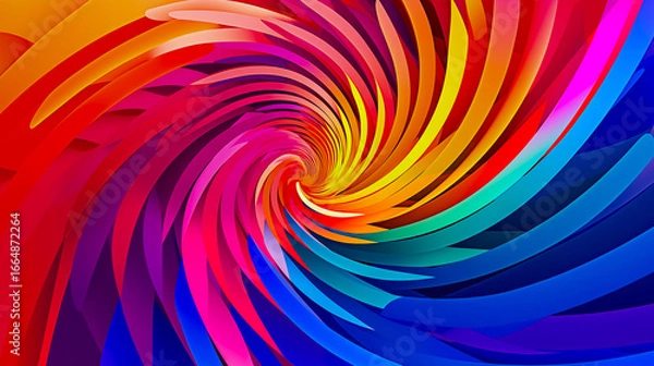 Fototapeta カラフルなフラットパーツモチーフにした渦巻きのアブストラクトイメージ