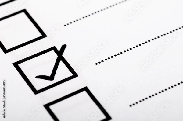 Obraz Checklist concept - checklist box with black checkmark and paper.