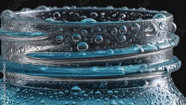 Fototapeta Close-up view of a water bottle cap with condensation.