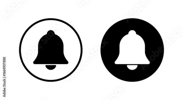 Fototapeta Notification bell icon in black circle. Reminder, alarm symbol
