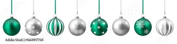 Obraz Silver and green christmas balls