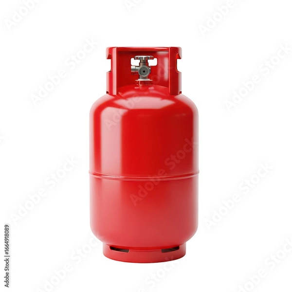 Fototapeta Red propane gas cylinder isolated on transparent background