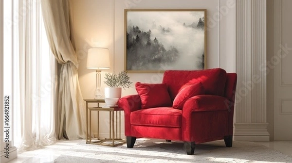 Fototapeta Red armchair living